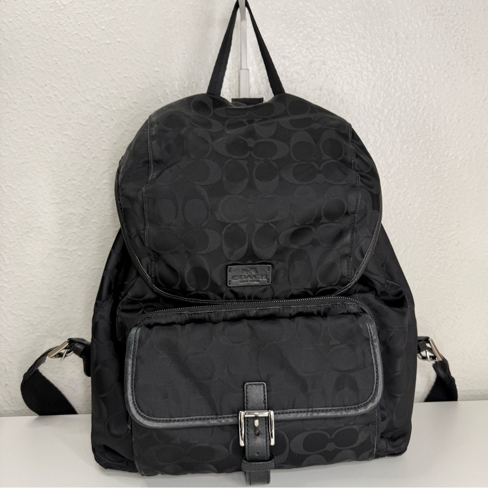 Coach Y2K Black Nylon Monogram Backpack 32970